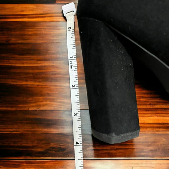 Qupid Miss 10 Embroidered Floral Thigh High Boots Black Faux Suede Size 5.5 - Picture 12 of 16